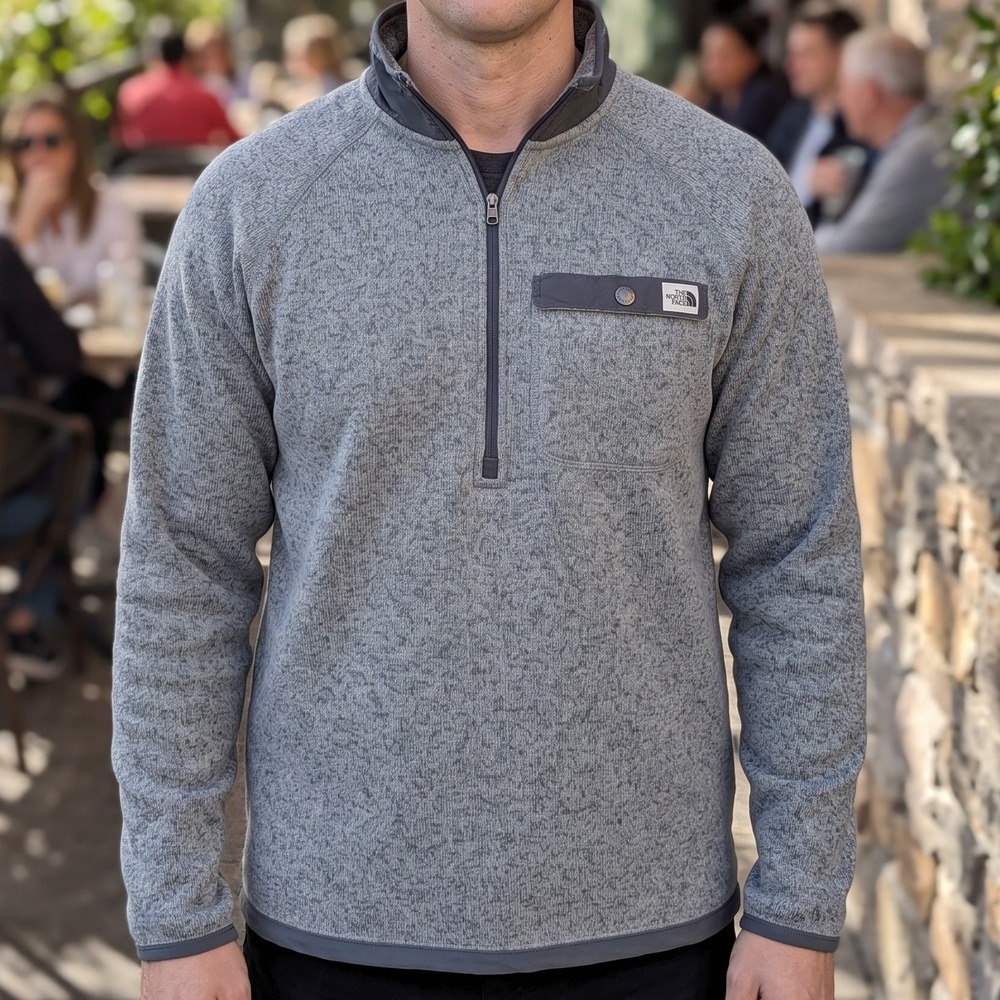 The North Face Gordon Lyons Quarter Zip Fleece Pullover Mens Heather Grey M
